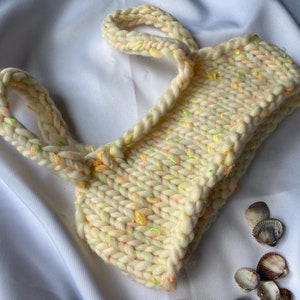 Chunky Knit Bralette , Handmade Knit Crop Top