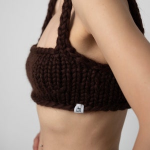 Wool Crop Tops, Merino Wool Crop Top , Knitted, Chunky Crop Top , Chunky Knitwear, Colorful Crop, Cute Crop Top, Cardigan, Chocolate Brown