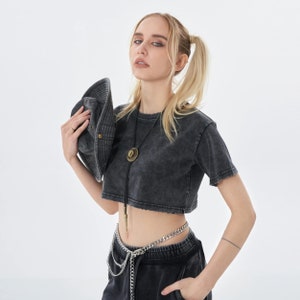 Crop Top Shirt | Washed 220GSM Cropped Top | Grunge Crop Tee | Harajuku Style Crops | Women Tops | y2k streetwear | gifts for her