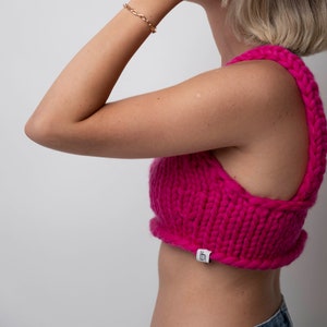 Pink, Fuchsia, Crop Tops, Merino Wool Crop Top , Knitted, Chunky Crop Top , Knitwear, Colorful Crop, Cute Crop Top, Chunky Cardigan